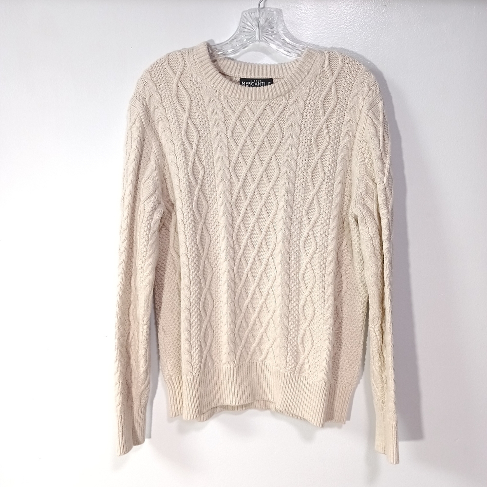 J. Crew Cream Cable Knit Sweater, Medium